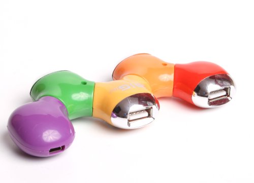 BIGtec flexibler 2.0 USB HUB 4Port Verteiler 4-Port HUB USB flexible HUB A Stecker auf 4 x A Buchse bewegliche Elemente , farbiger USB HUB rot , gelb , grün , orange , violett - 2