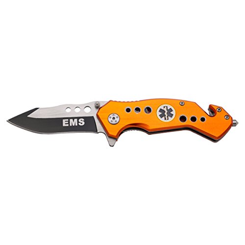 Coltello di sicurezza assistito Third 16443O EMS emblema EMS con fondina, attrezzo da campeggio per la pesca, caccia, attività sportive
