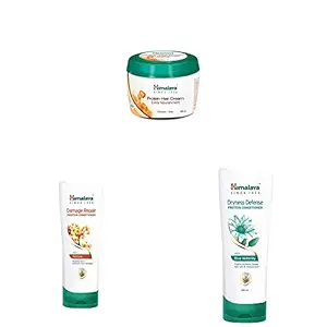 Himalaya Protein Hair Cream 200ml & Himalaya Damage Repair Protein Conditioner & Damaged Hair 200ml & Himalaya Herbal Dryness Defense Hair Detangler And Conditioner, 200ml