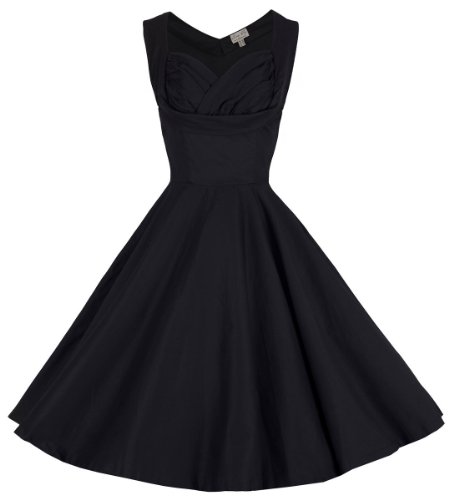 Lindy Bop 'Petite' 'Ophelia' Vintage 1950's Prom Swing Dress (8, Black)