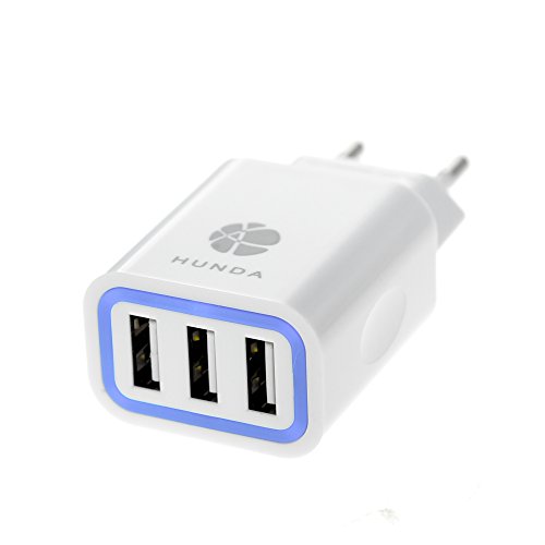 HUNDA USB Ladegerät für Apple iPhone iPad Samsung Android und Windows Geräte (Handy Smartphone Tablet) (3 port 15W weiß) - 3