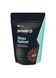 Powerus Mass Gainer Powder (1kg, Chocolate Flavour) with Creatine Monohydrate, Vitamins, Minerals, Digestive Enzymes and Amino Acids,10 servings