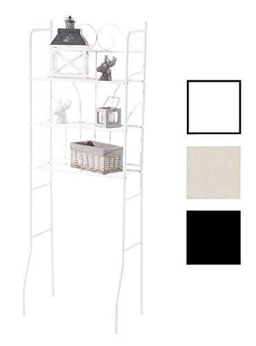 CLP Überbau-Regal PINAR, Eisen Badregal ca. 60 x 35 cm, Höhe 165 cm, 3 Böden, Landhaus-Stil weiß