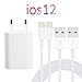 Produktbild WUXIAN Ladeset mit Netzteil 1 Pack kompatibel und 2x1meter USB Ladekabel Datenkabel mit iPhone XR, XS, XS Max, X, 8, 8 Plus, 7, 6, 5, SE/iPad 4, Pro, Mini - Weiß