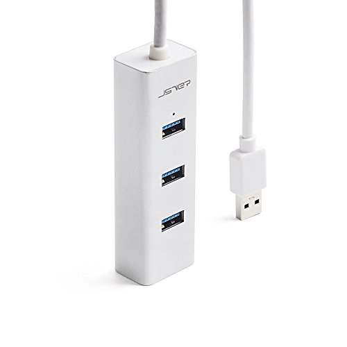JSVER USB 3.0 Hub 4 Port in Unibody Aluminium Silber mit eingebautem Kabel (30cm) für Mac, iMac, MacBook und PC - 2