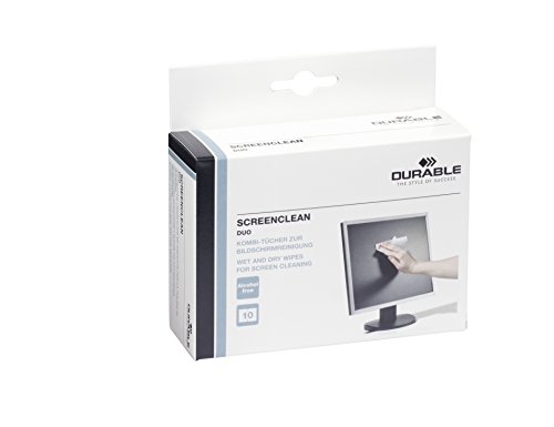 Durable 572102 Bildschirmreiniger Duo, Feucht-/Trockentuchset, 10 Stück