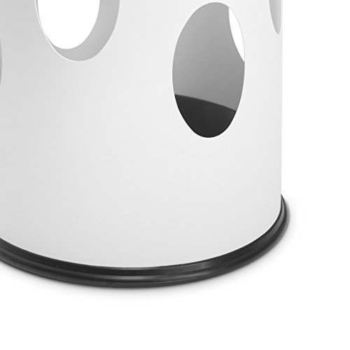 Relaxdays Regenschirmständer rund HBT 49,5 x 22,5 x 22,5 cm Metall Schirmständer mit Wasserauffangschale für Regenschirm, Gehstock oder Nordic Walking Stöcke aus Stahl mit schöner Ornamentik, weiß - 5