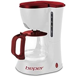BEPER 90.395H Machine à café 600W 600ml 4/6 Tasses, 600 W, 0.6 liters, Blanc/Rouge