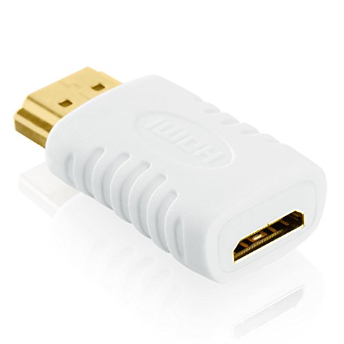 CSL - miniHDMI auf HDMI Adapter 1.4a (with Ethernet) | miniHDMI C Buchse auf HDMI A Stecker Adapter | Full HD 1080p | Zertifiziert | 24K vergoldete Kontakte | weiß