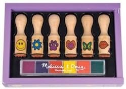 Toy Game Awesome Melissa &amp; Doug Deluxe Wooden Happy Handle Stamp 7 piece Set with Great Quality And Value Kid Child Play