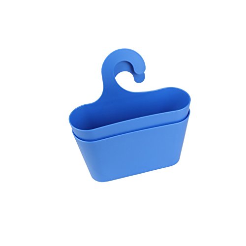 2er-Set stabiler Aufbewahrungskorb Universal-Hängekorb bestehend aus 2 Duschkörben mit Haken zum Hängen für Bad, Dusche, Küche, Keller, WC, Garage etc. Duschkorb in Blau