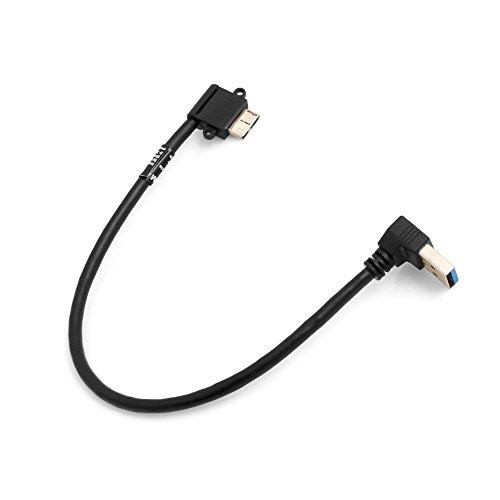 SYSTEM-S Micro USB 3.0 90° Grad links gewinkelt auf USB Typ A 3.0 Abwärtsgewinkelt Kabel Adapter Datenkabel Ladekabel 27 cm
