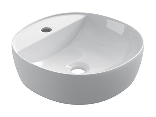 STARBATH PLUS - Vasque à poser en céramique. Lavabo pour salle de bain forma ovale (40 x 40 x 12 cm)