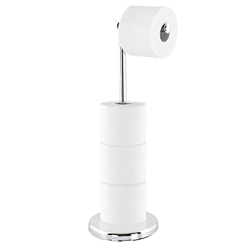 Preisvergleich Produktbild bremermann® Stand-WC-Rollenhalter, Ersatzrollenhalter 2in1, Metall verchromt