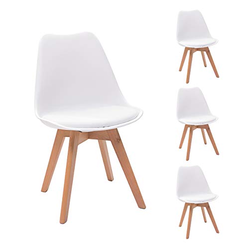 Homely - Juego de 4 sillas de comedor DAY, patas de madera y carcasa polipropileno