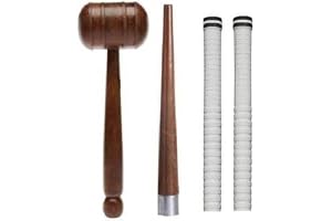 HACKERX Combo of 1-Wooden Cone (Gripper)+ 1-Hammer+ 2-Cricket Bat White Grip, Super Tacky (Pack of 4)