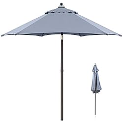 Ziigo Parasol de la Terrasse, Parasol de Jardin avec Mécanisme Inclinaison, UV 50 + Protection Contre Le Soleil, Gris