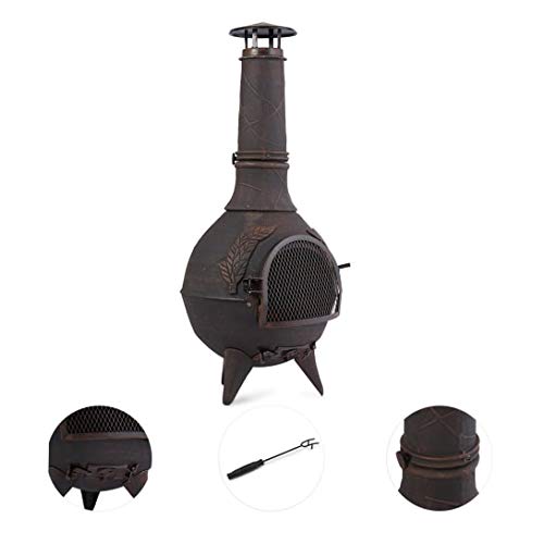 blumfeldt Augustus Heat Line - Poêle de Jardin décoratif pour Chauffage extérieur, 120 cm, Style Antique, Grille à Charbon de Bois et tisonnier Inclus, Utilisation comme Grill Possible, Bronze blumfeldt Augustus Heat Line - Poêle de Jardin décoratif pour Chauffage extérieur, 120 cm, Style Antique, Grille à Charbon de Bois et tisonnier Inclus, Utilisation comme Grill Possible, Bronze