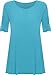 Womens Plus Size Scoop Neck Short Sleeve Flared Ladies Long Plain Top - Blue - 22/24