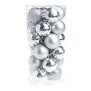 SANGAM AD 24 pcs Silver Christmas Tree Decoration Balls Hangings Ornaments