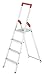 Produktbild Hailo L50, Alu-Haushaltsleiter, 4 Stufen, EasyClix, roter Haltebügel, Eimerhaken, belastbar bis 150 kg, made in Germany, 8150-407