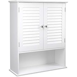 VASAGLE Meuble Mural, Meuble de Rangement Suspendu pour Salle de Bains, Armoire à Pharmacie avec Étagère Réglable, double Porte et Étagère ouverte, 60 x 20 x 70 cm, Ligneux, Blanc BBC27WT