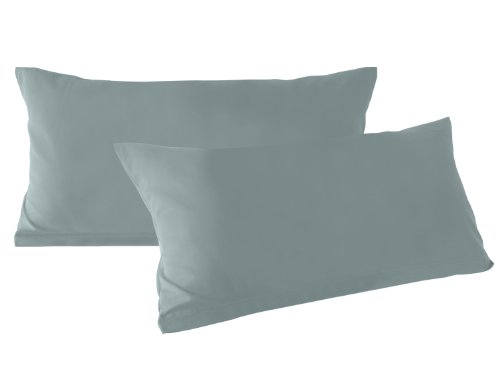 Doppelpack zum Sparpreis – Microfaser-Kissenhüllen – Wohndekoration in schlichtem Design – 8 modernen Uni-Farben und 3 Größen, 40 x 80 cm, grau - 2