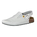  HSM Schuhmarketing Medical+ Damen ESD Berufsschuh Tieffußbett Clog, Weiß gelocht, Größe:40, Farbe:weiß