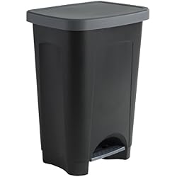 Sundis 450502 Poubelle de cuisine StepBin à pédale avec design élégant, Plastique, Noir/Argent, 50L