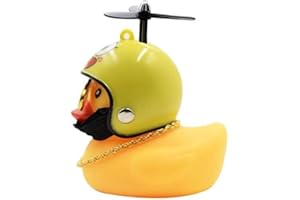 SHANGMAOYO Campanello per Bicicletta, Paperella di Gomma,Campanello per Bicicletta per Bambini Disegno per Anatra, Colore Giallo Anatra con Casco per Biciclette, Bici Elettriche, Moto, Auto
