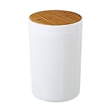 banco santander chile casa matriz Capacidad 5 litros Papelera para baño de Poliestireno, tapa en Madera de Bambú Natural.