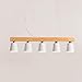 Produktbild Lisen Shine Pendelleuchte Esstisch Pendellampe Holz Und Metall Hängeleuchte 5-Flammig Höhenverstellbar Hängelampe Retro Deckenleuchte E27 Leuchtmittel Für Wohnzimmer/Leuchtmittel Inklusiv (Weiß)
