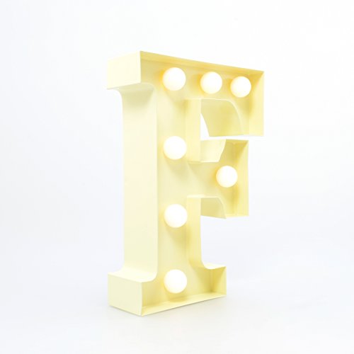 GiggleBeaver Marquee Letter Light F - Light Up LED Lettere dell' Alfabeto - Lampadina Lettere - Vintage Decorative Bar Sign - Metallo 22,9 cm Vaniglia