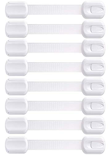 [8 Pezzi] Bambino Chiusure di Sicurezza Armadio, LifenC Serrature di Sicurezza per Bambini, Bianco, Facilissimi da Applicare, Non Necessitano Attrezzi