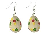 Niedliche kleine Ostereier mit bunten Punkten als Ohrringe. Jedes Ei ist handgefetigt aus Polymer Clay und handbemalt. Min