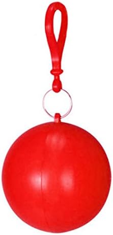 Sansee 6 Color Portable Disposable Emergency Raincoats Portable Outdoor Activities Hook Poncho Ball (Red)