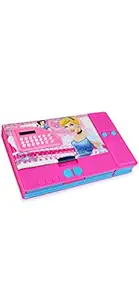 KRH Store Girls Jumbo Pencil Box with in Built Calculator and Sharpener for Kids - Cinderella Wimbley - Cinderella Art Plastic Pencil Box |Pink