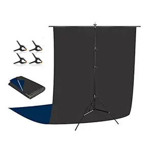 Boltove T-Shape Black Navy Backdrop Background Kit with 4 pcs Backdrop Clip Spring Clamp