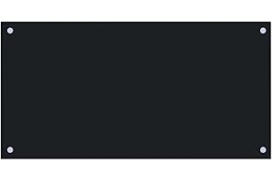 vidaXL Kitchen Backsplash Heat-resistant Scratch-resistant Kitchen Decor Wall Panel System Tile Splash Guard Black 80x40cm Tempered Glass