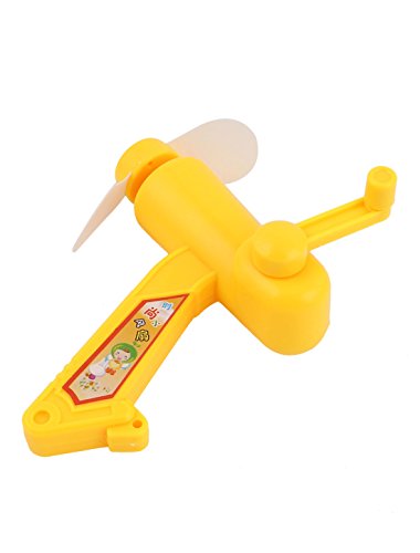sourcingmap® Sommer Handy Soft Blatt Gelb Plastikhand Kurbel Fan Miniventilator Kühl Kühler - 2