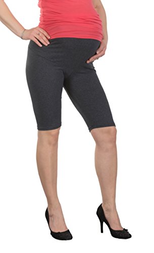 Jandaz Standard Or Winter Full Length Cropped Short Maternity Leggings Over Bump 95% Cotton Wide Range of Colours (Small, Short Dark Grey)