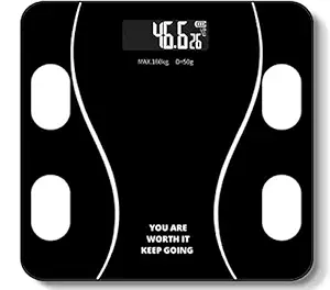 Ionix Electronic weight machine for body weight Thick Tempered Glass & Electronic Digital Personal Bathroom Health Body Weight Weighing Scale, weight scale digital,Bathroom scale, Black, 1 Piece