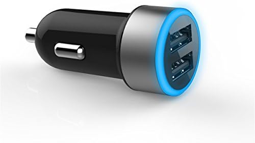 Aluminum alloy car charger, Dual Smart USB Ports, Universal for Mobile Devices—2.4A/5V