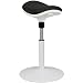 Produktbild FineBuy Arbeitshocker DYNO Schwarz / Weiß Sitzhocker mit Stoffbezug 60 - 75 cm Höhenverstellbar | Stehhocker Drehhocker Ergonomisch Höhenverstellbar | Design Hocker Stehstuhl Mesh
