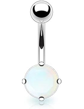 Paula & Fritz Bauchnabelpiercing aus Edelstahl Chirurgenstahl 316L mit Halbedelstein Argenon Fluorit