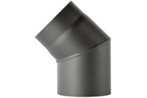 FIREFIX R150/B4O 2mm Thick Steel Flue Pipe Elbow 150mm Diameter for Stoves and Fire Pits Senotherm Black 45 Degree No Cleaning Door