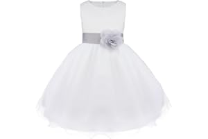 iEFiEL Vestito Bambina Cerimonia Tulle Abito da Principessa Ricamato Fiore Vestito da Sposa Damigella d'Onore 2-14 Anni