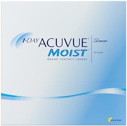 Acuvue 1-DAY Acuvue MOIST con tecnologia LACREON; Lenti a contatto giornaliere; Protezione UV;+0.75 diottrie; BC 9.0; DIA 14.20; 90 lenti