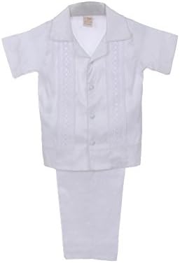Rain Kids Little Boys White Shantung Silk Guayavera Shirt Stole Pants Baptism Set 2T