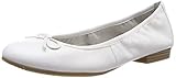 Touch It Fussbett Tamaris Damen 1-1-22116-22 100 Geschlossene Ballerinas,Weiß (White 100), 38 EU